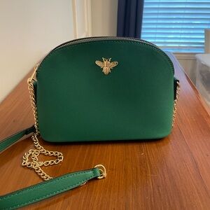 Green Crossbody Bag with Gold Chain